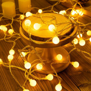 Solar Rope Lamp – Ball Shape (32m, 300 LED, Warm White)