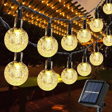 Solar Rope Lamp – Crystal Ball (Ø1.7cm, 12m, 100 LED, Warm White) - Image 2